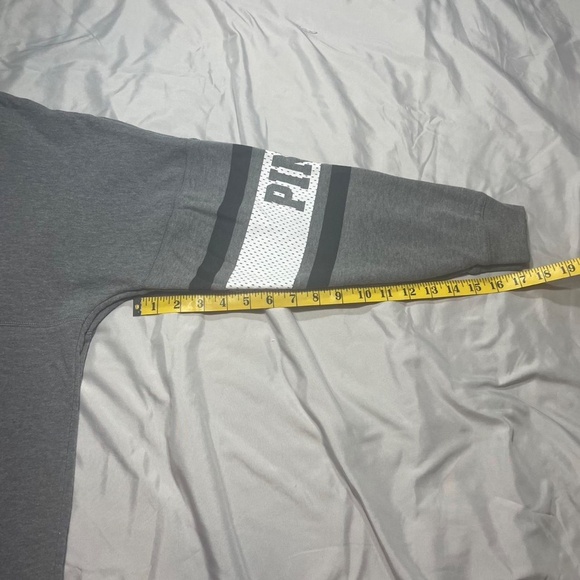 Grey Victoria's Secret PINK Long Sleeve Crewneck Sweatshirt, With White Dog Logo - Picture 7 of 8